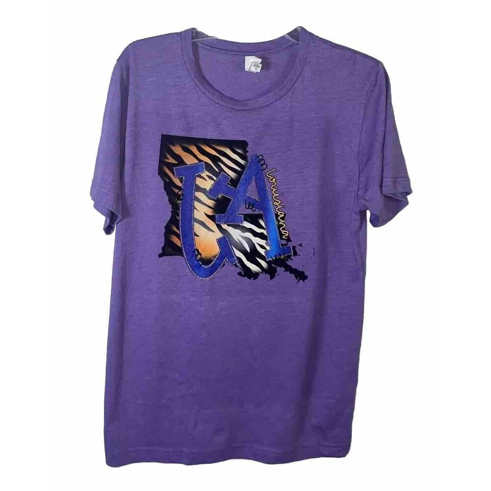 Bella+Canvas Purple Louisiana women’s Graphic T-shirt Size M Retro Y2K Moab Wife